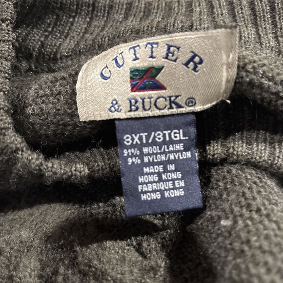 Cutter & Buck Men’s Sweater 3X Dark Green Wool Cable Knit Crewneck - Picture 3 of 16